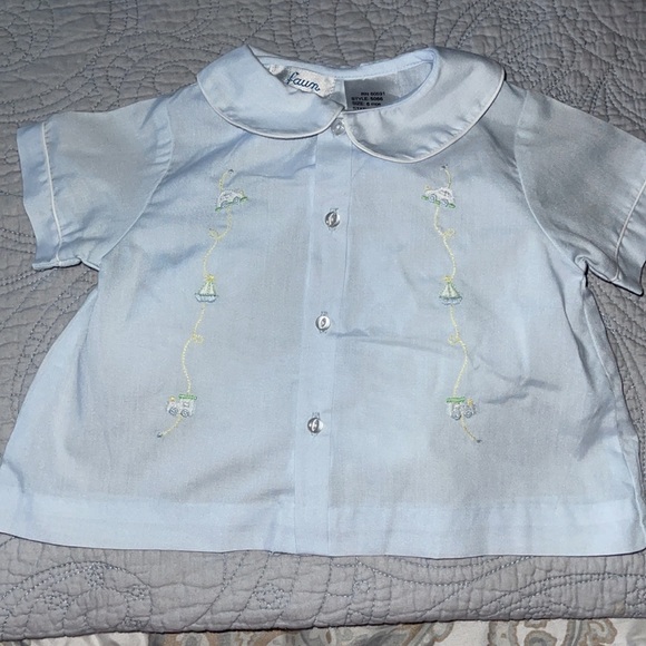 Two piece embroidery baby blue with white trim.Heirloom, portrait, classic - Picture 5 of 13